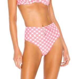 NEW Onia Susanna Pink Gingham High Waisted Bottom